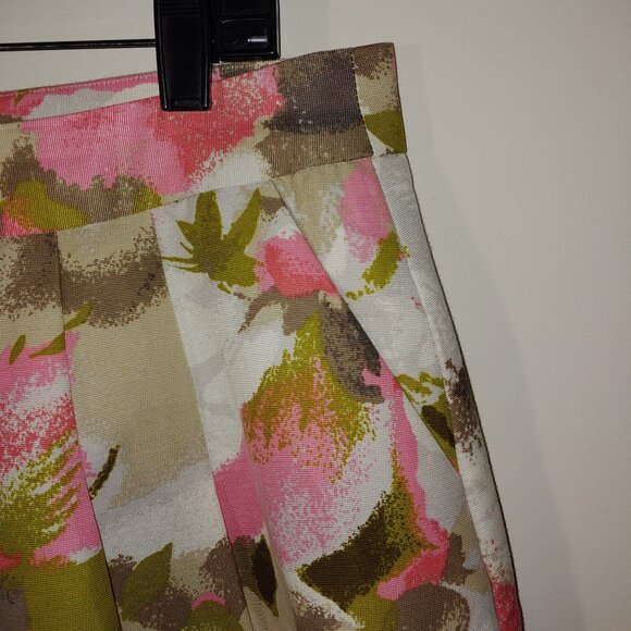 HALOGEN Silk Blend Floral Fully Lined Front Pleat Midi Skirt Pink White Size 14 - Picture 7 of 7